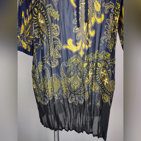 Lane Bryant Paisley 3/4 Sleeve Chiffon Blue Blouse Size 22/24 - Picture 12 of 14
